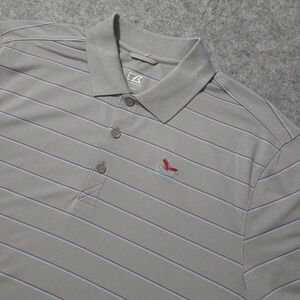 Cutter & Buck Polo Shirt Mens XL Gray Striped‎ DryTec UPF 50 Short Sleeve
